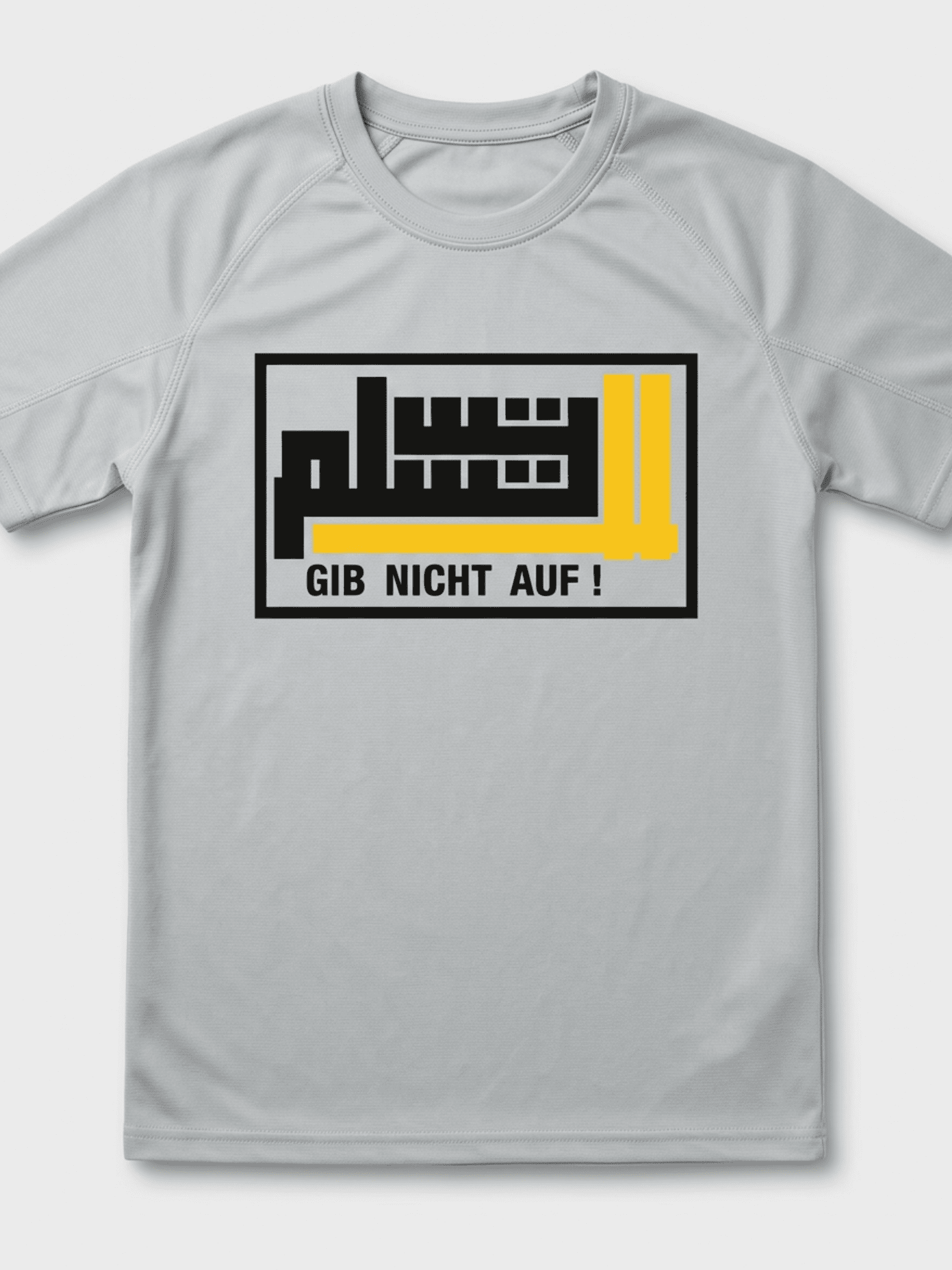 „Gib nicht auf!“ Herren Sport T‑Shirt – arabisch-deutscher Schrift