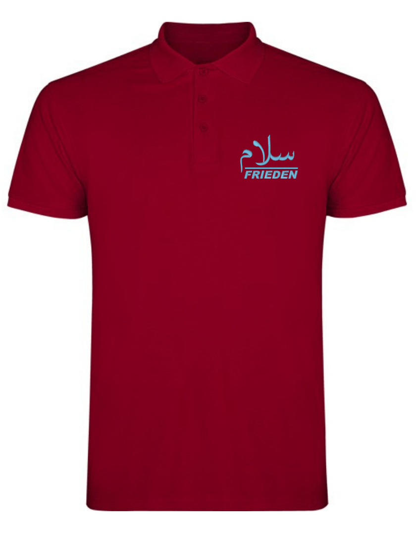 Frieden Salam arabisch deutsch –Stick– Polo T Shirt – Bild 6