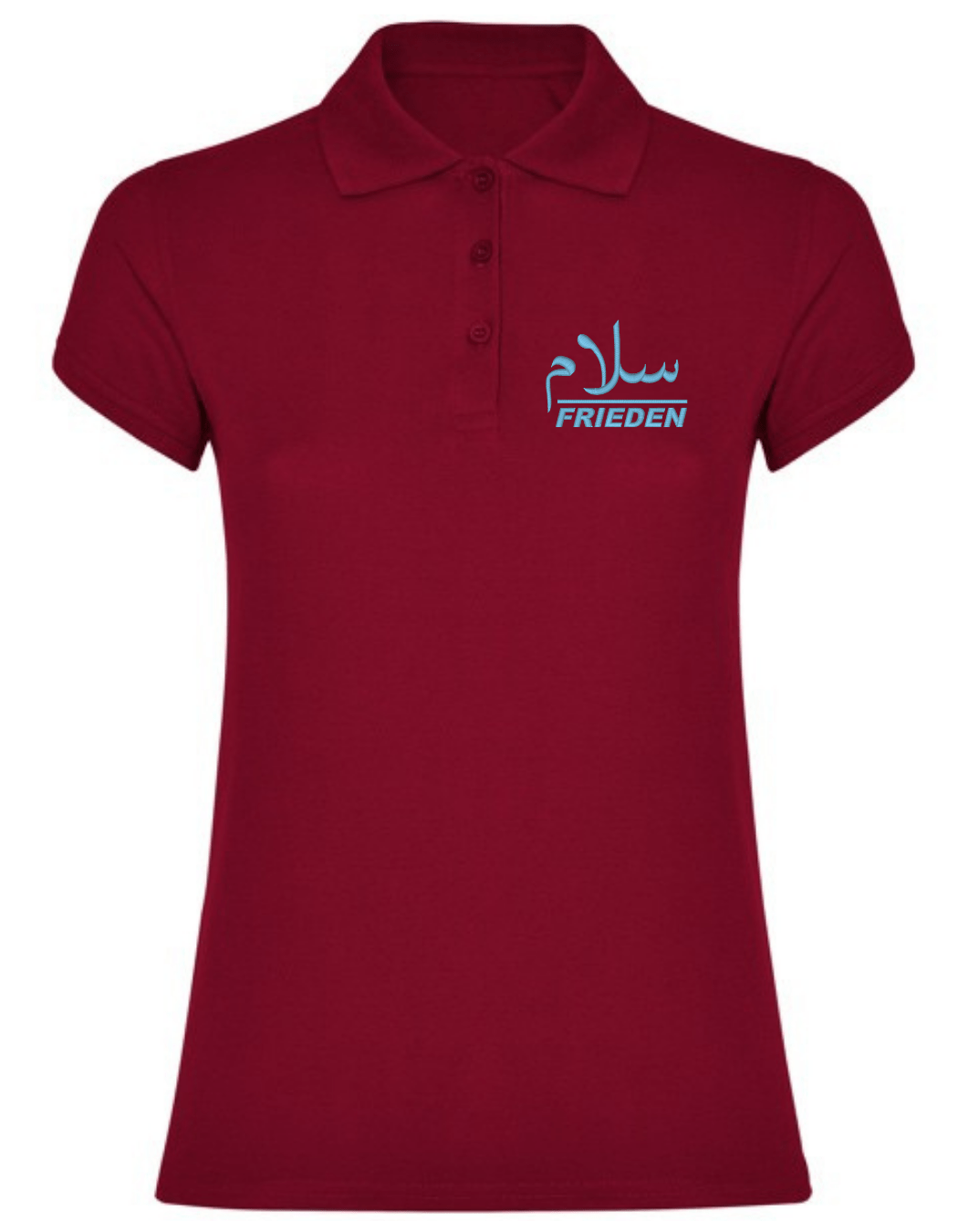 Frieden Salam arabisch deutsch –Stick– Polo T Shirt – Bild 4