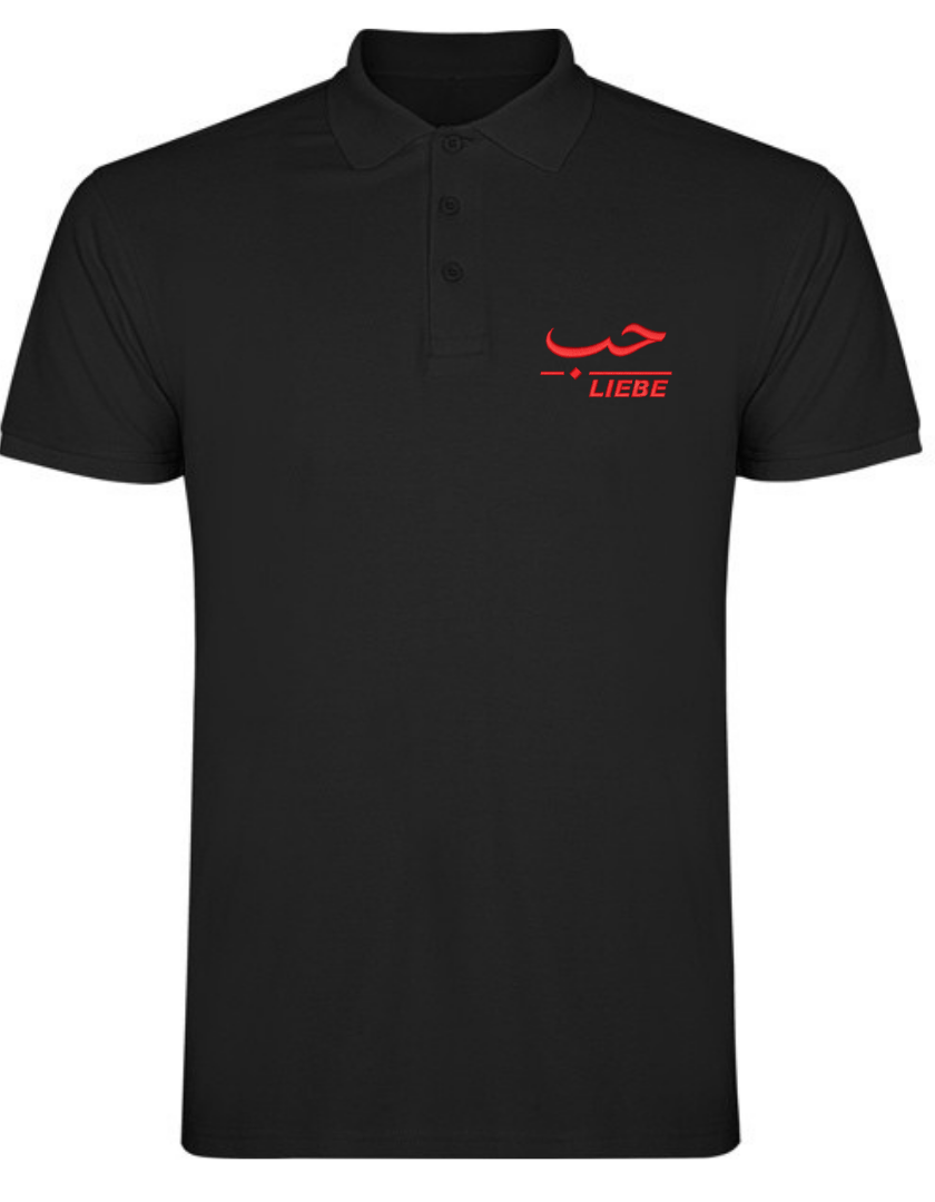 Liebe arabisch deutsch –Stick– Polo T Shirt – Bild 6