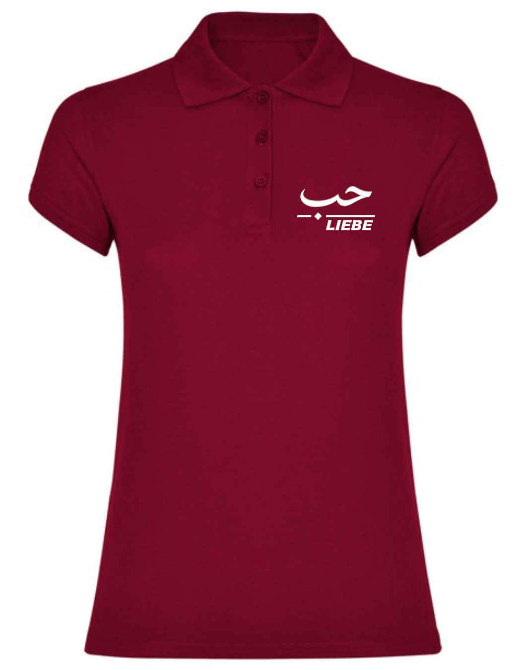 Liebe arabisch deutsch –Stick– Polo T Shirt – Bild 5
