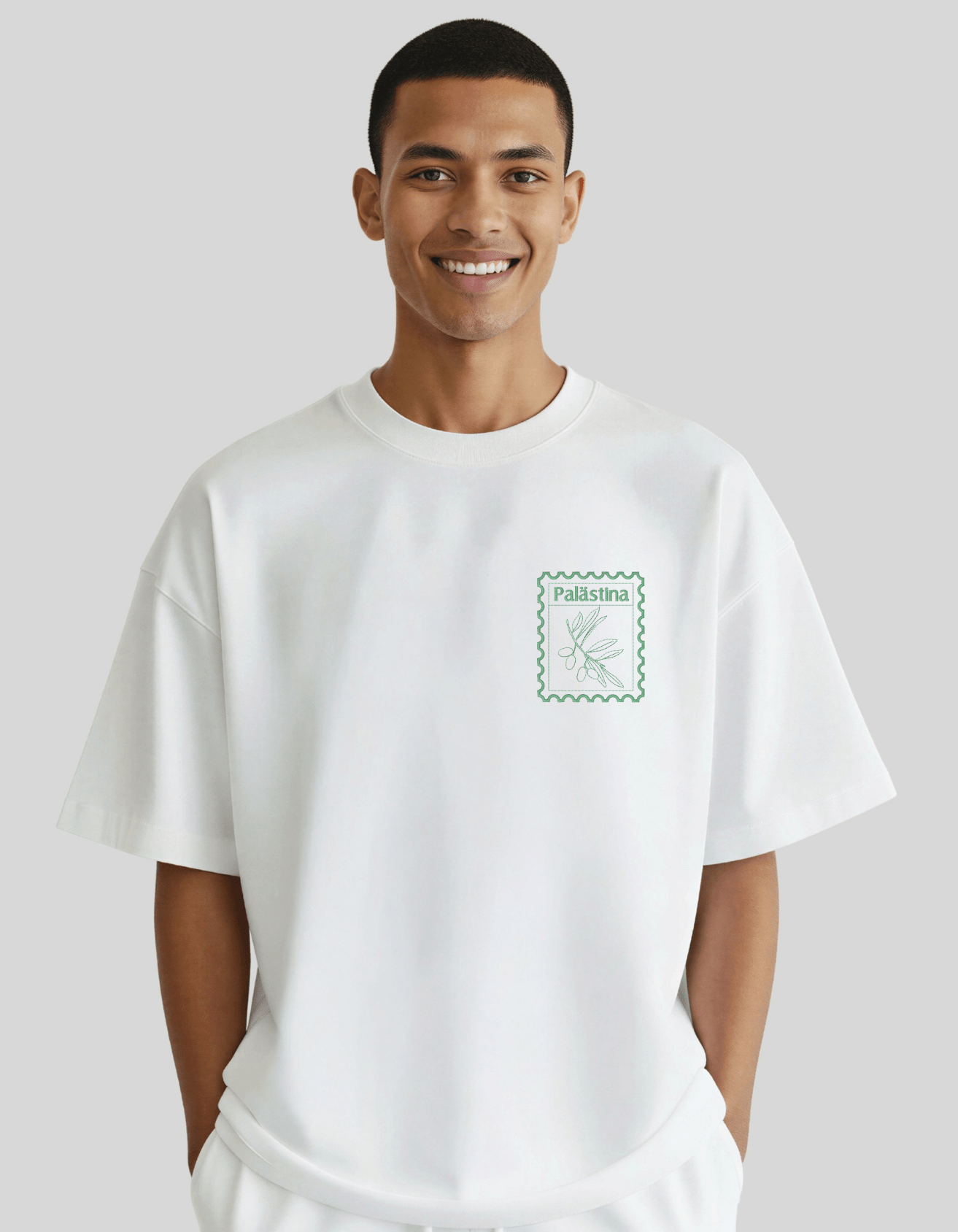 Palästina Stempel –Stick– Oversized T‑Shirt Unisex – Bild 2