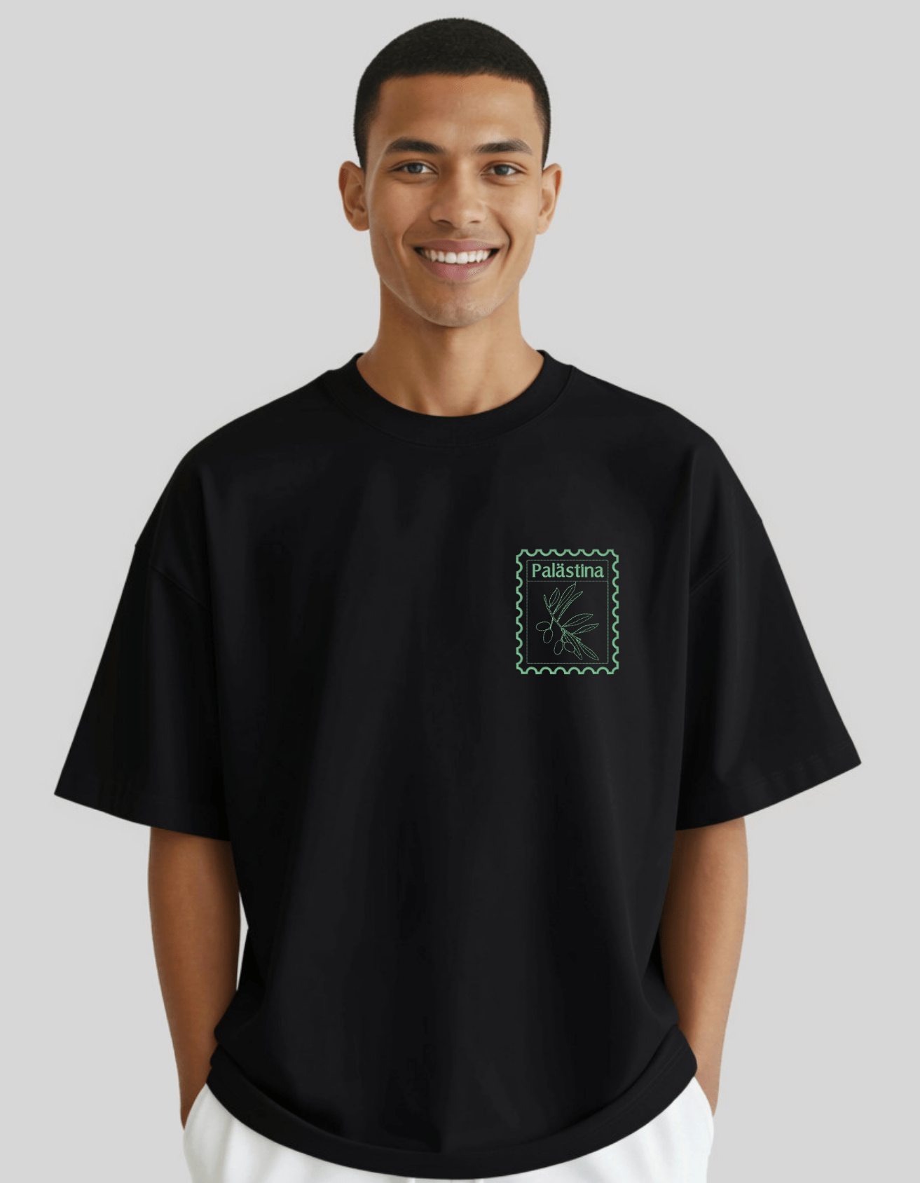 Palästina Stempel –Stick– Oversized T‑Shirt Unisex